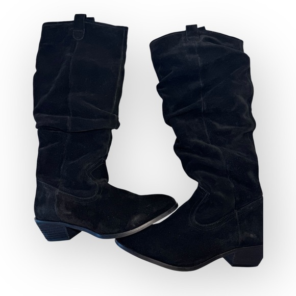 ANTHROPOLOGIE TALL KNEE HIGH TALL SCRUNCH BOOTS SUEDE BLACK SIZE 8.5 NEW - Picture 7 of 10